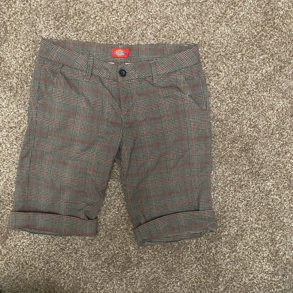 Dickies Plaid Women Shorts - Gray and Red